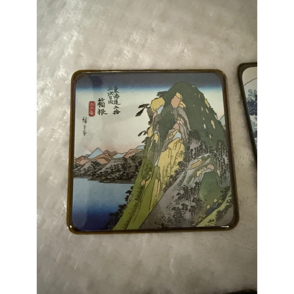 Ukiyoe Landscape Coasters By Hokusai And Hirotuge